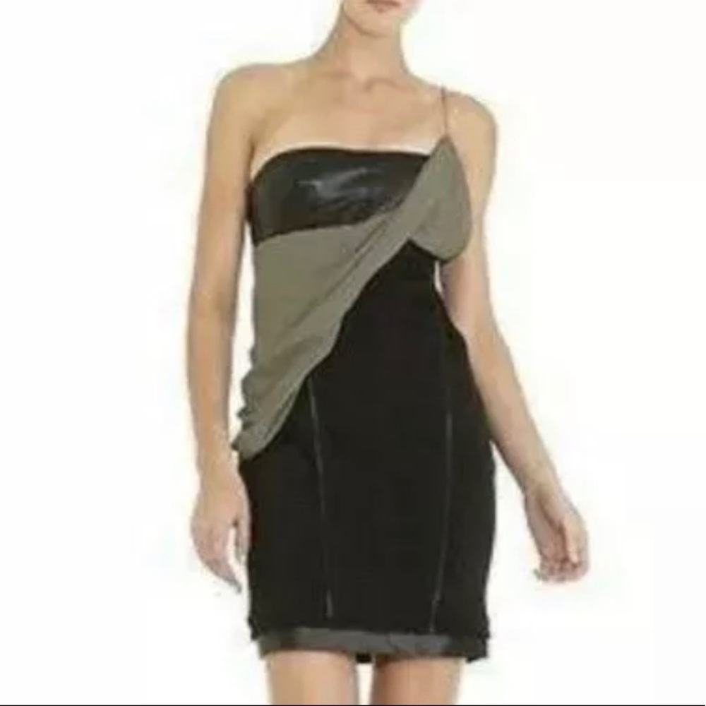 ALEXANDER WANG FITTED DRESS DRAPED SASH LEATHER